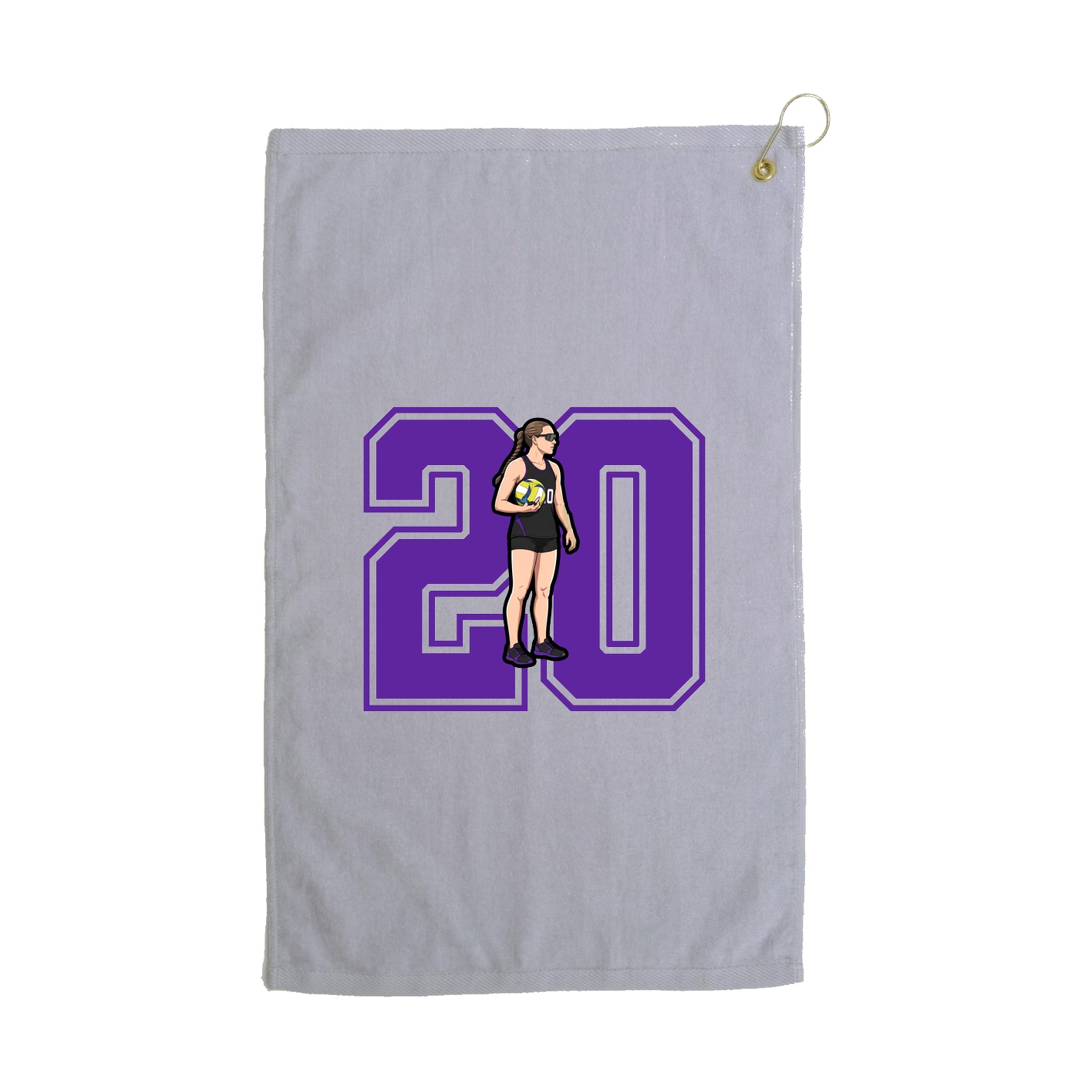Golf Towel — Number in Grey
