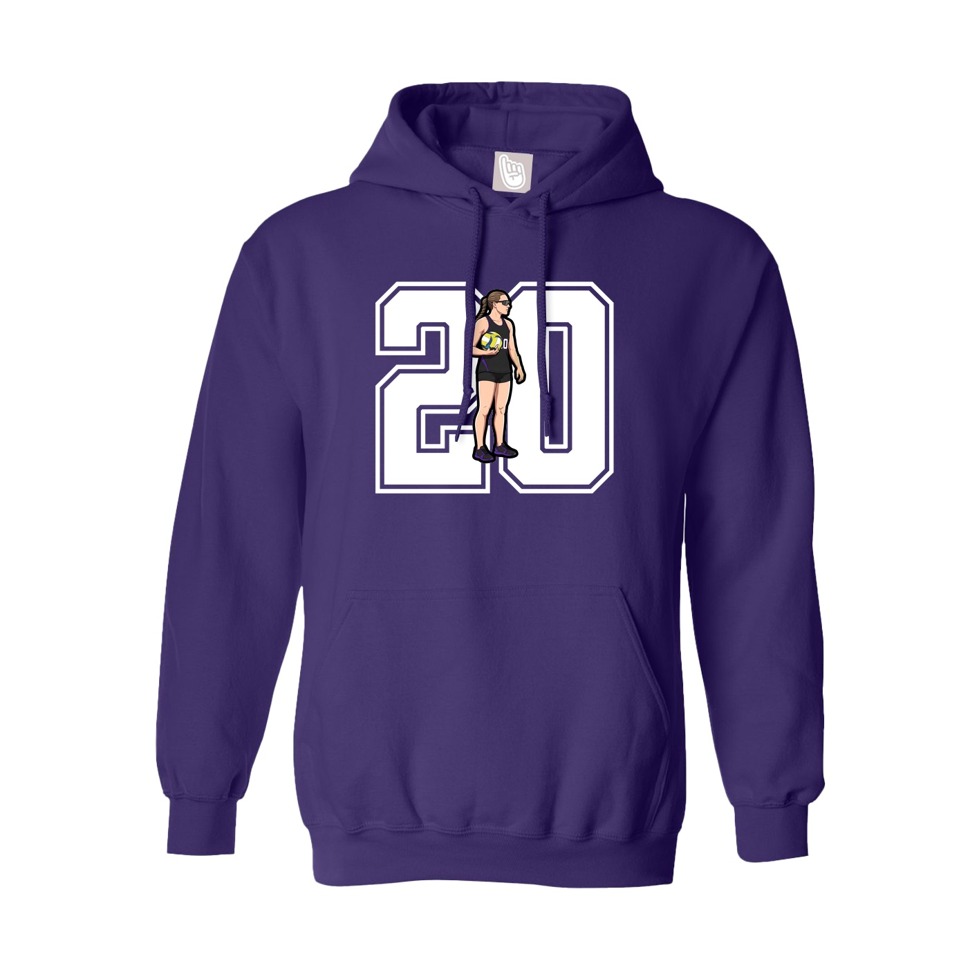 Youth Hoodie — Number in Purple