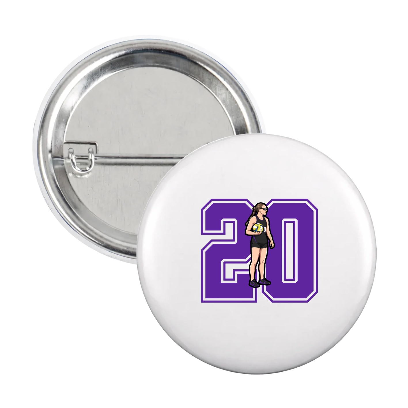 Game Day Button — Number in White