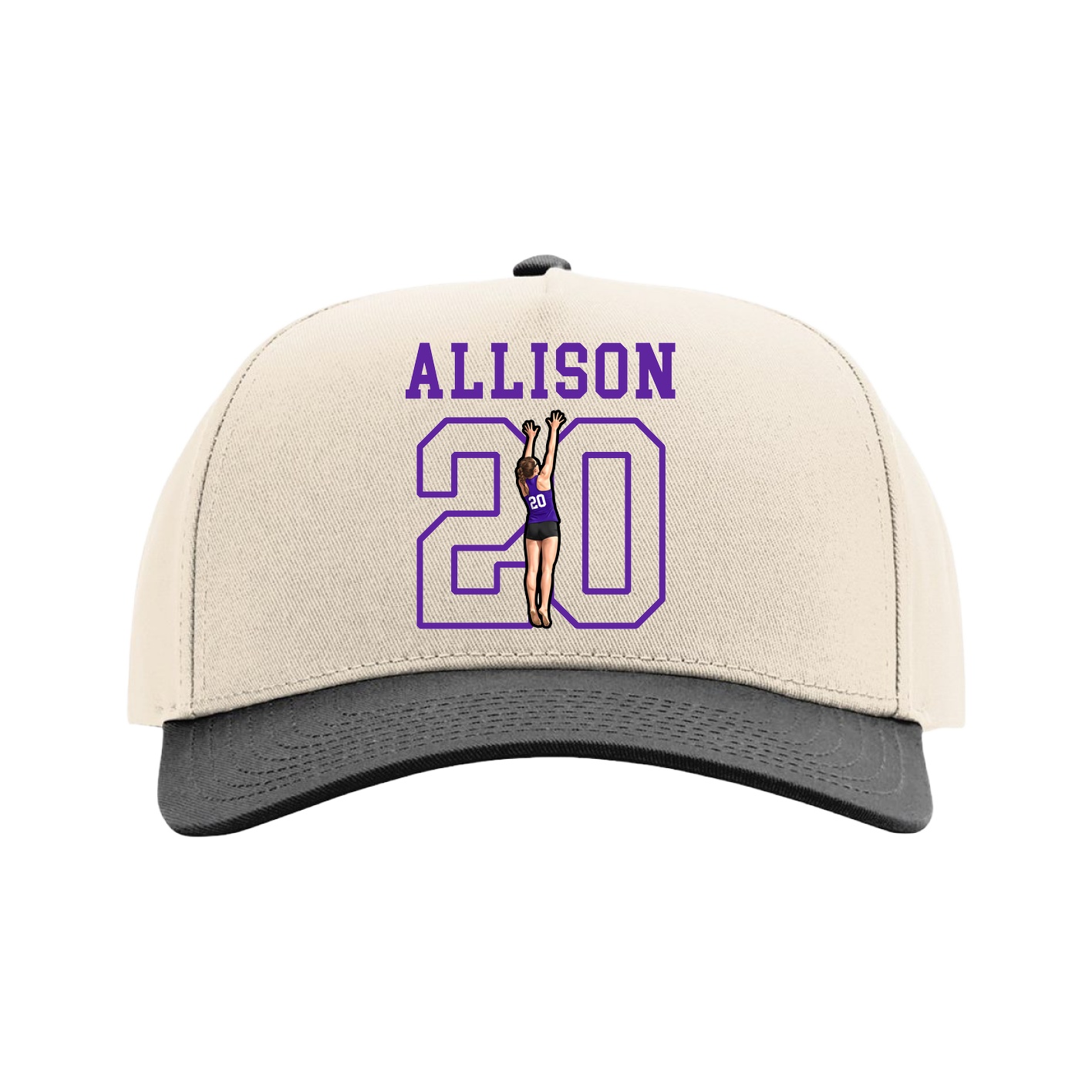 Full Fabric Five-Panel Champ Cap — Shirsey in Cream/Black