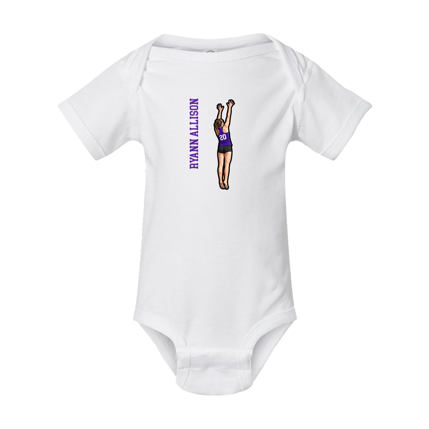 Baby Onesie — Name Vertical in White