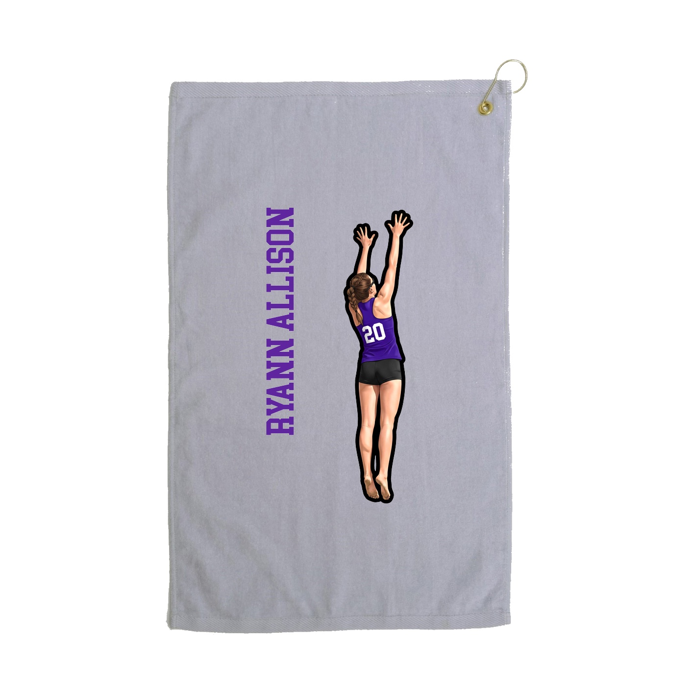 Golf Towel — Name Vertical in Grey