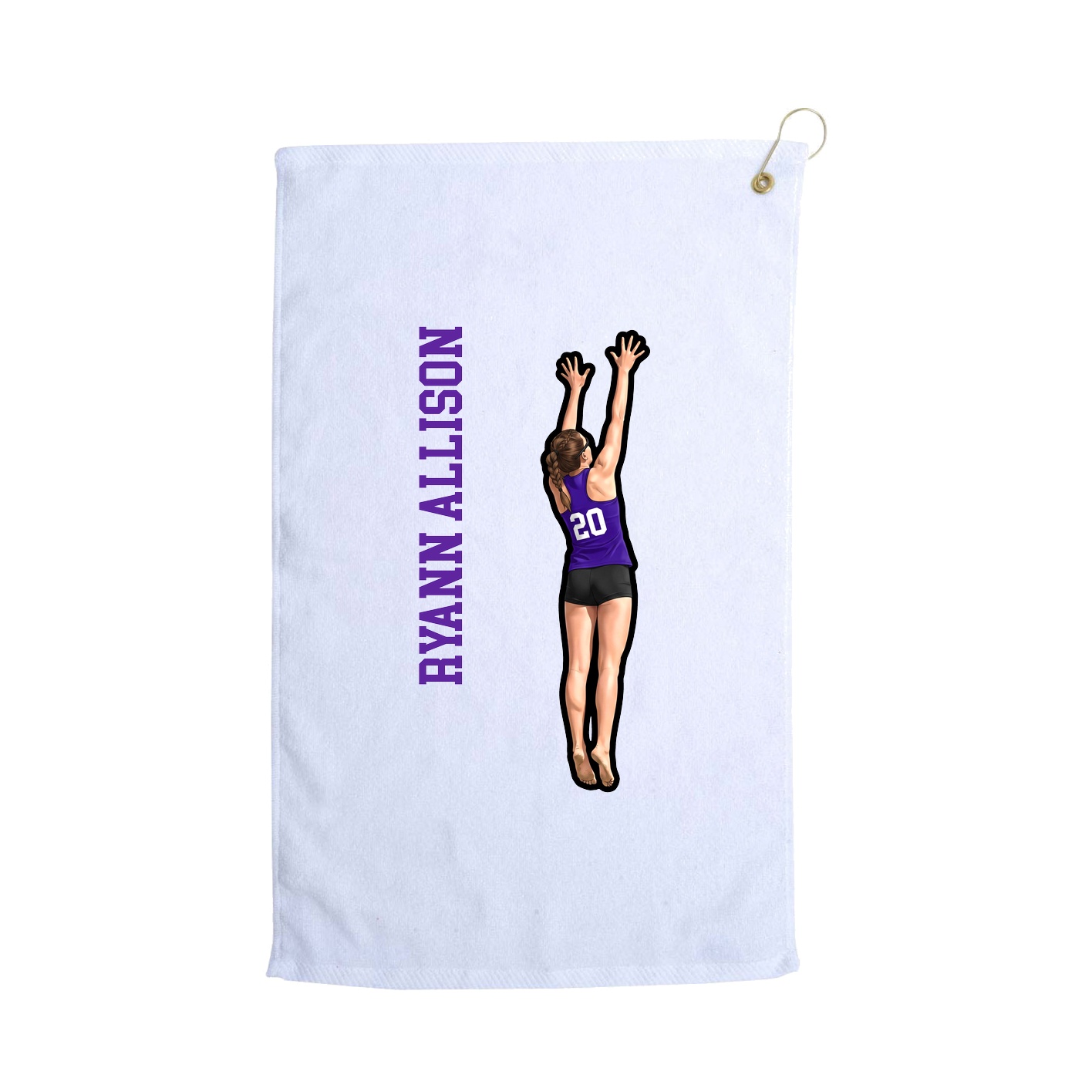 Golf Towel — Name Vertical in White