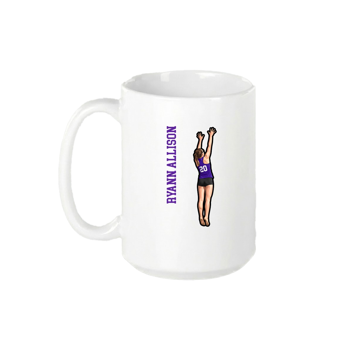 15oz Coffee Mug — Name Vertical in White