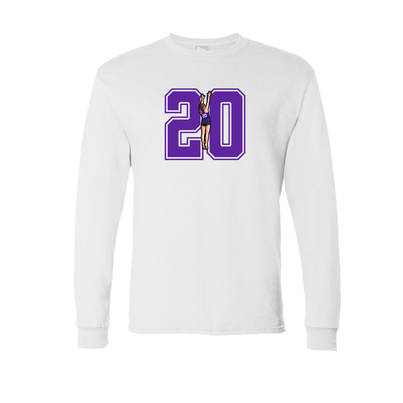Long Sleeve Tee — Number in White