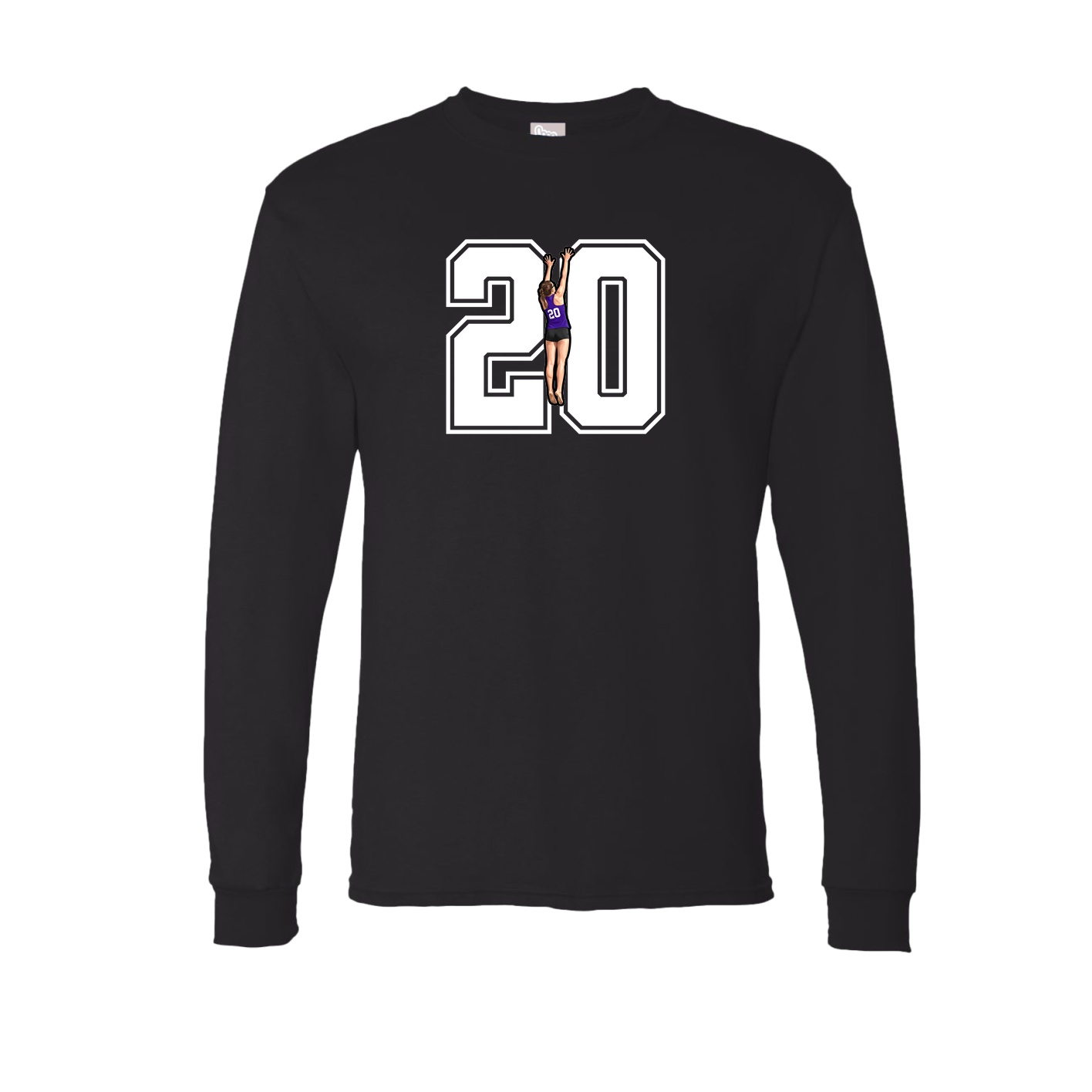 Long Sleeve Tee — Number in Black