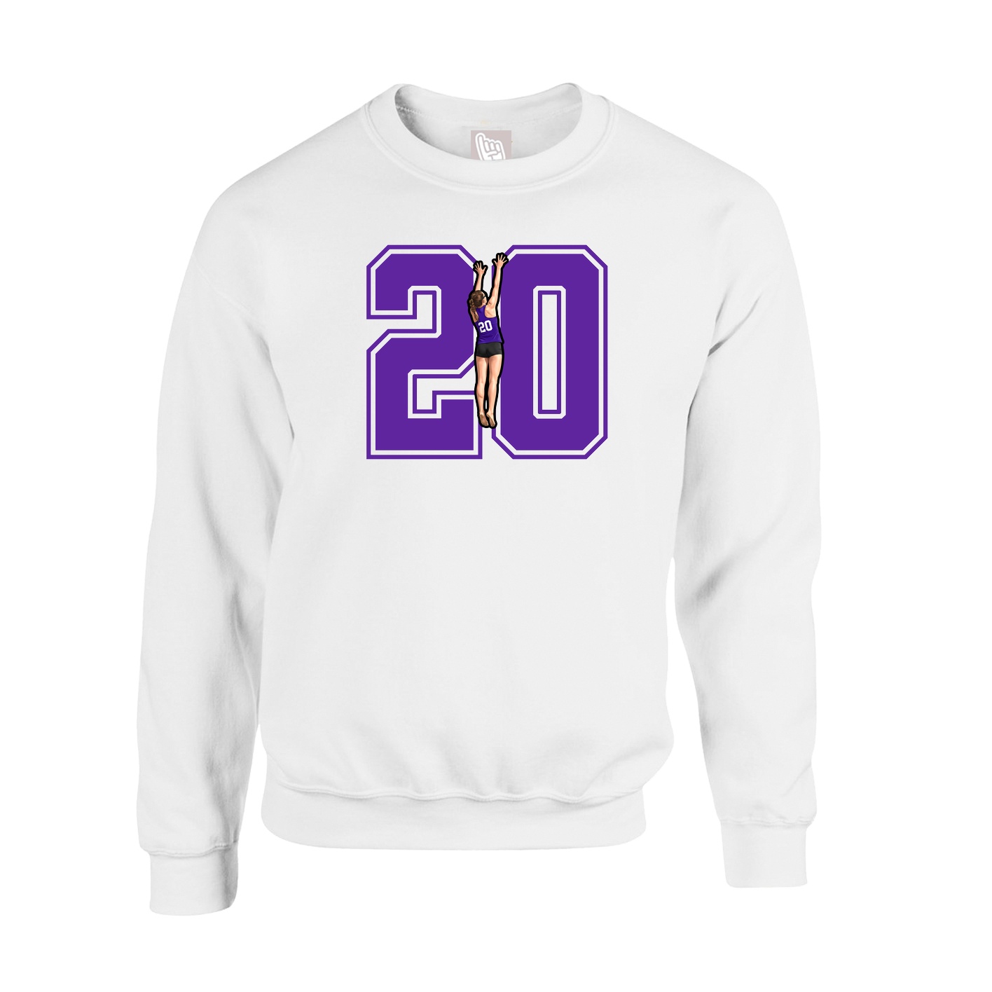 Fleece Crew — Number in White