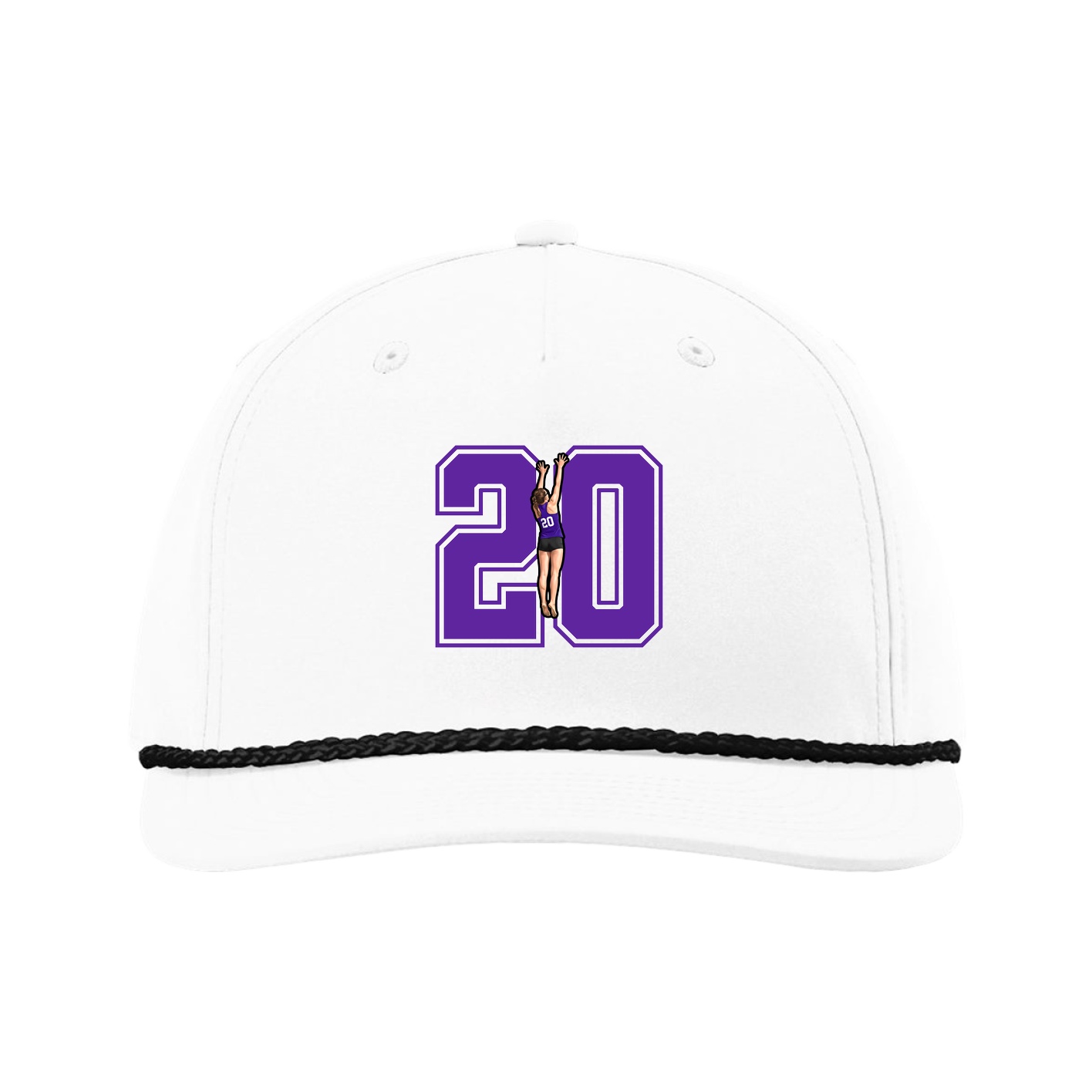 Five-Panel Classic Rope Cap — Number in White