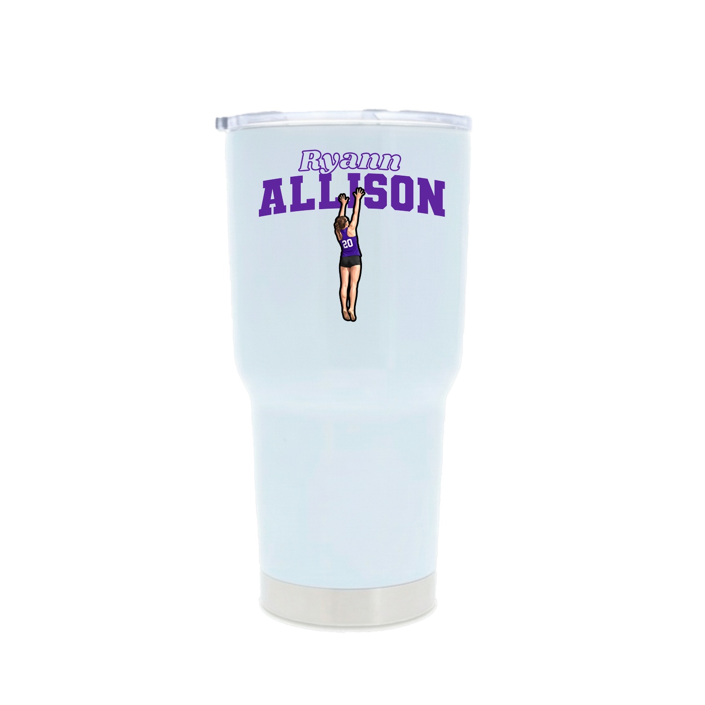 30oz Stainless Steel Tumbler — Name Arch in White