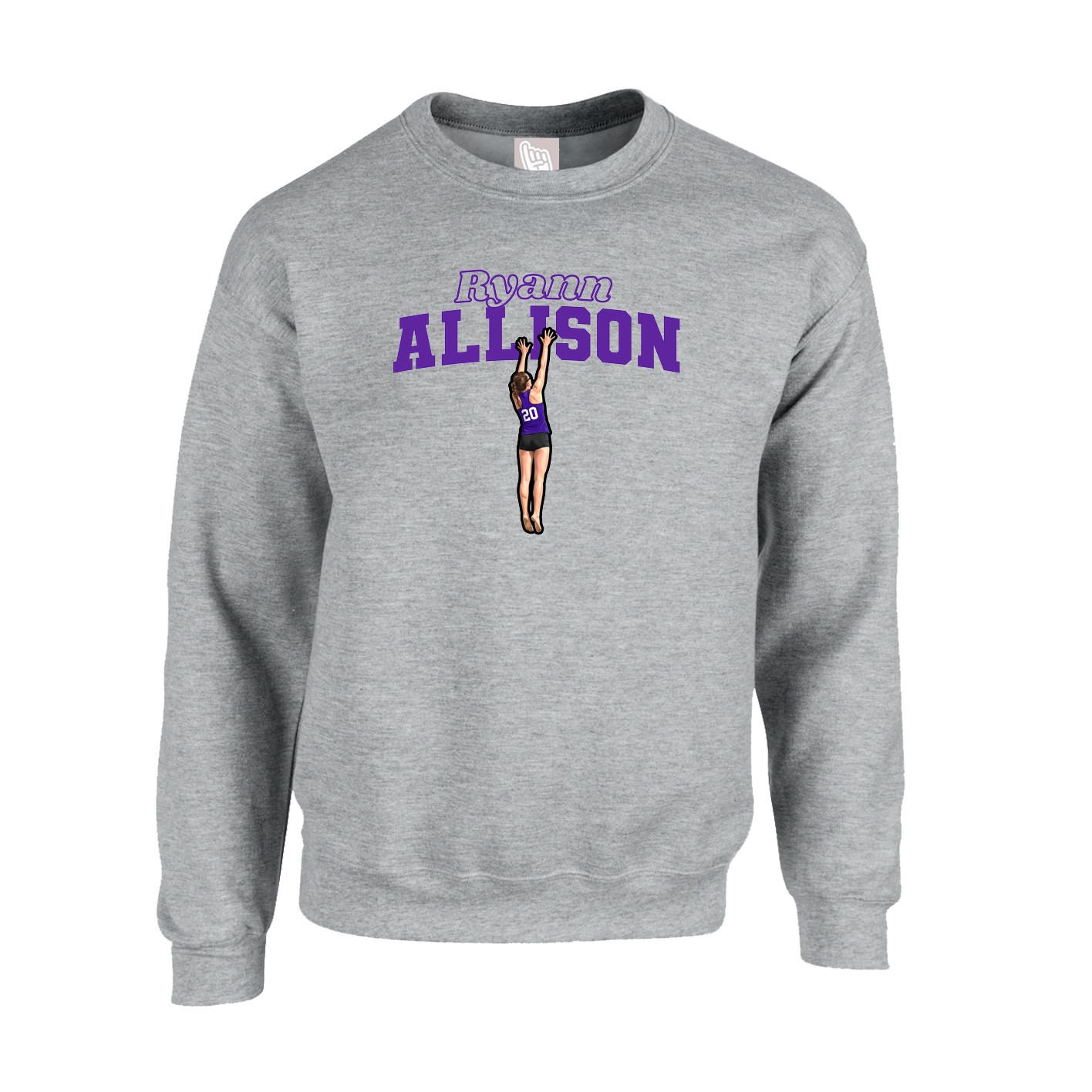 Fleece Crew — Name Arch in Grey