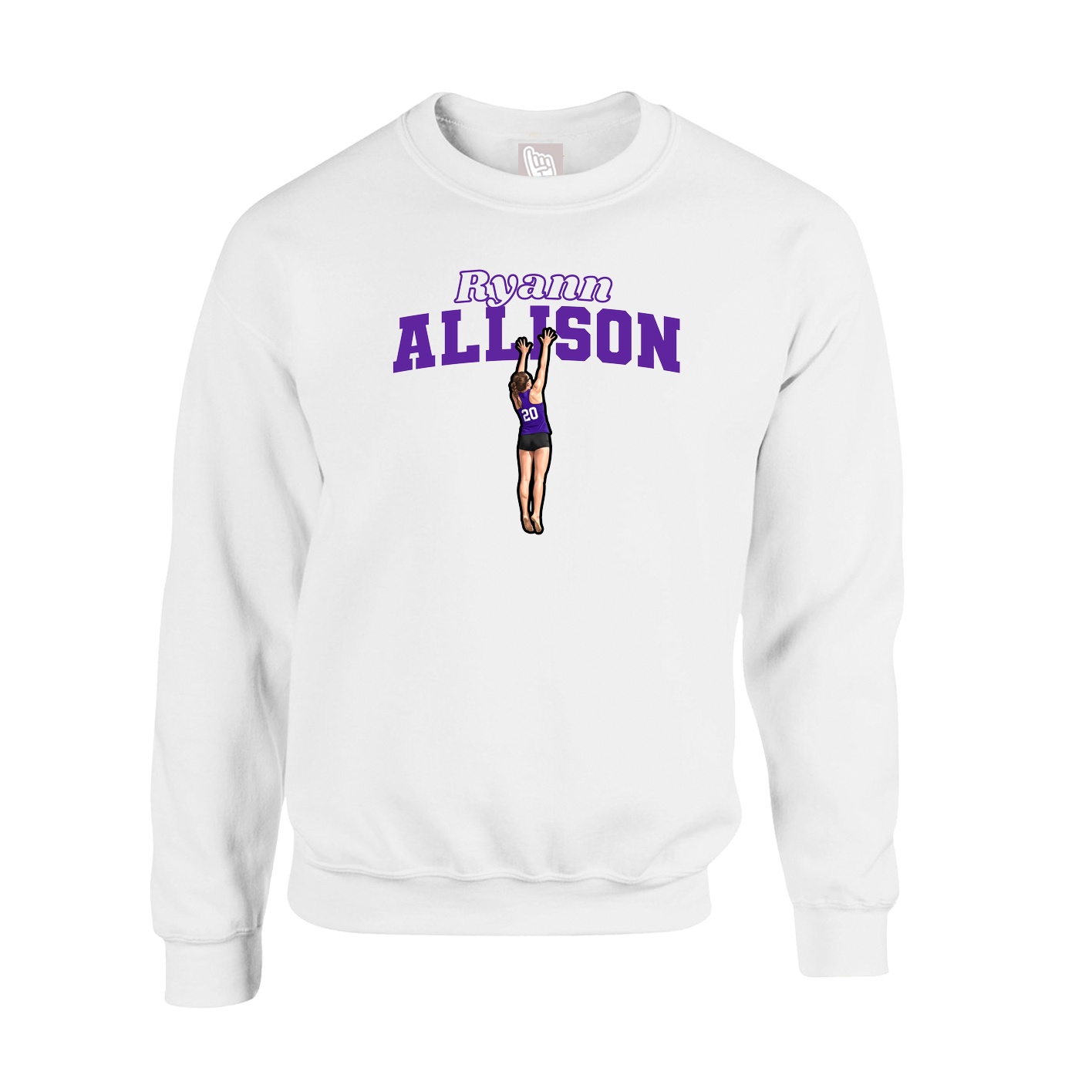 Fleece Crew — Name Arch in White