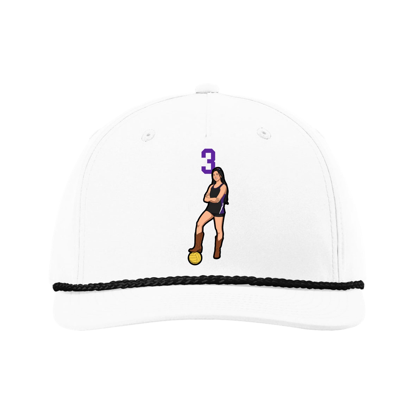 Five-Panel Classic Rope Cap — Number Top in White