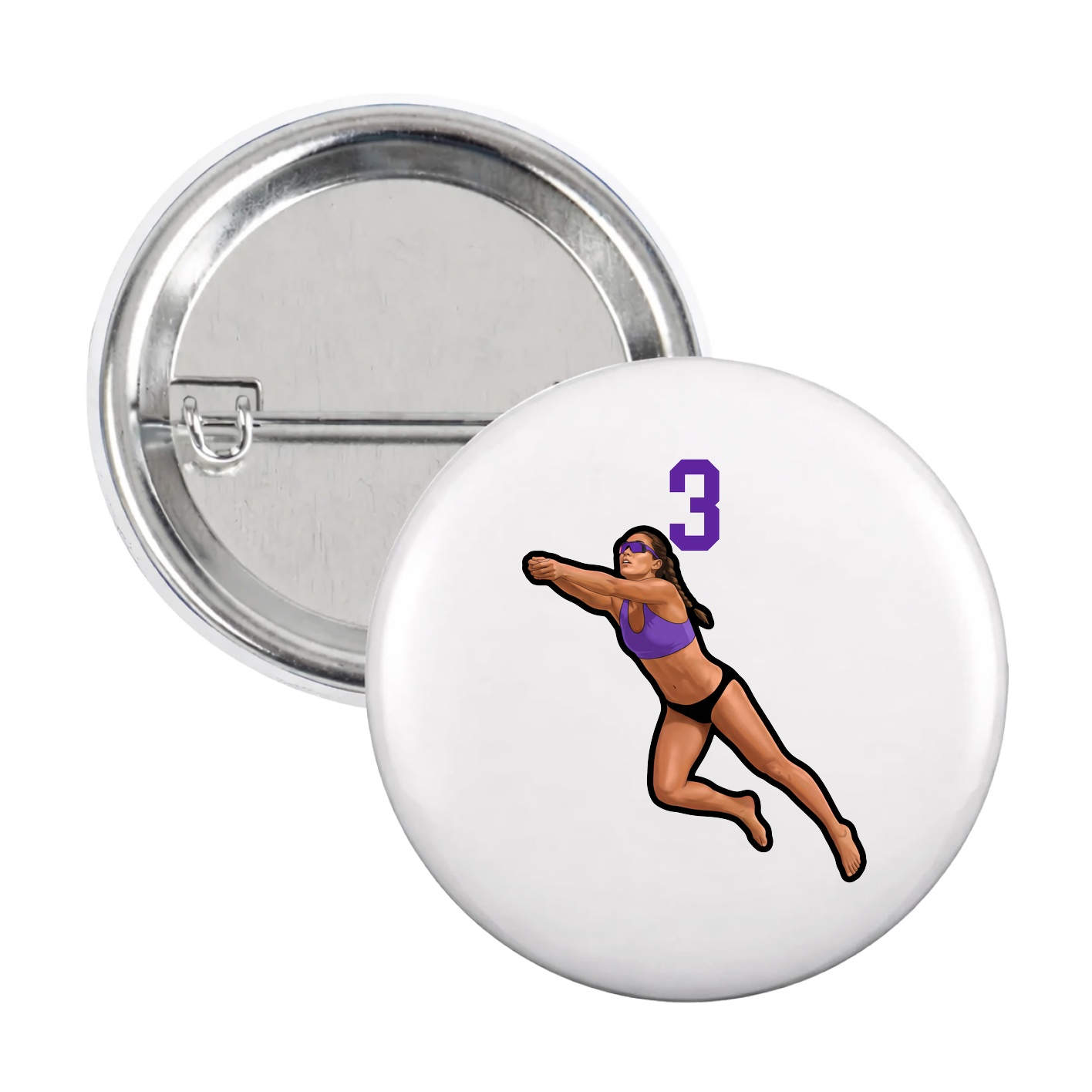 Game Day Button — Number Top in White