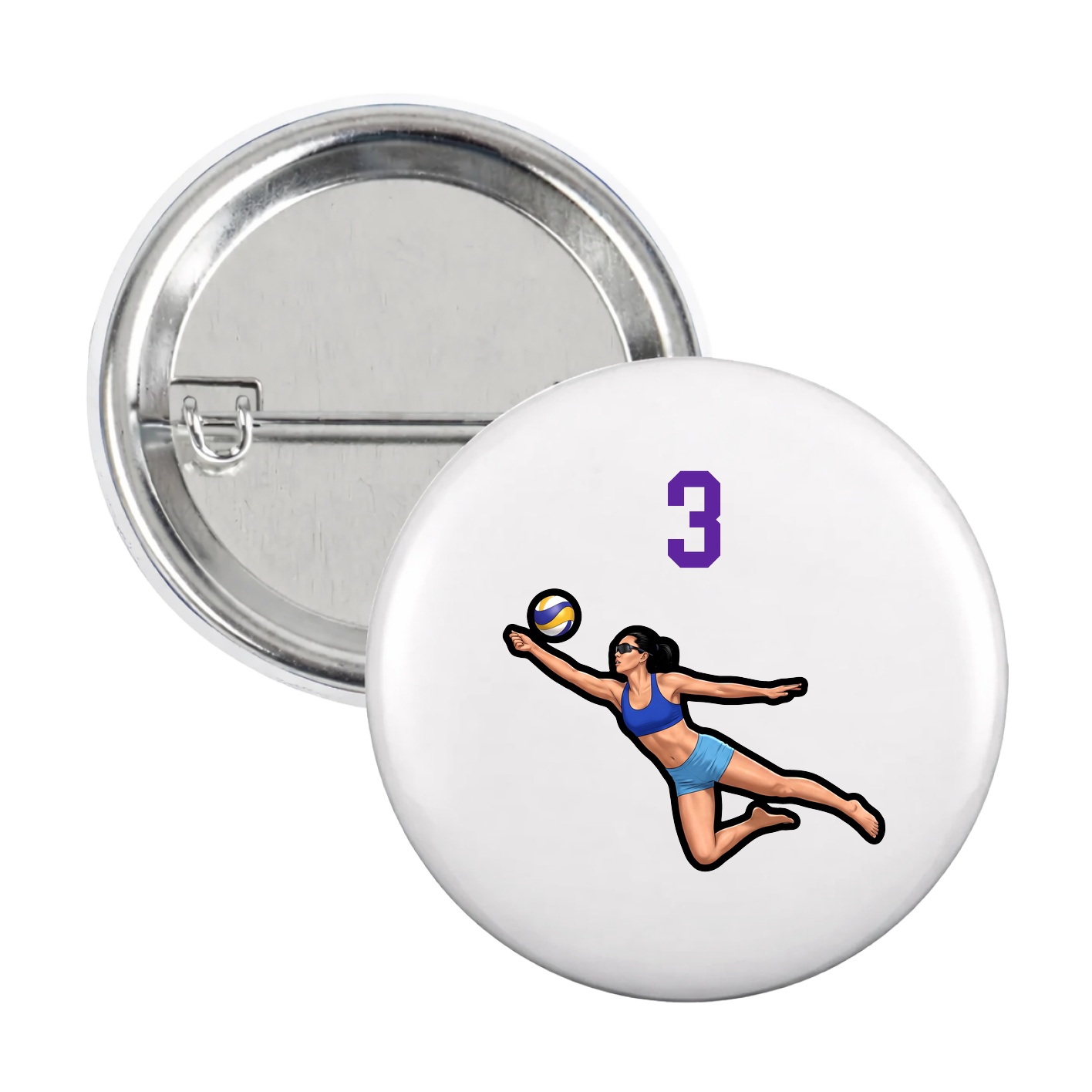Game Day Button — Number Top in White