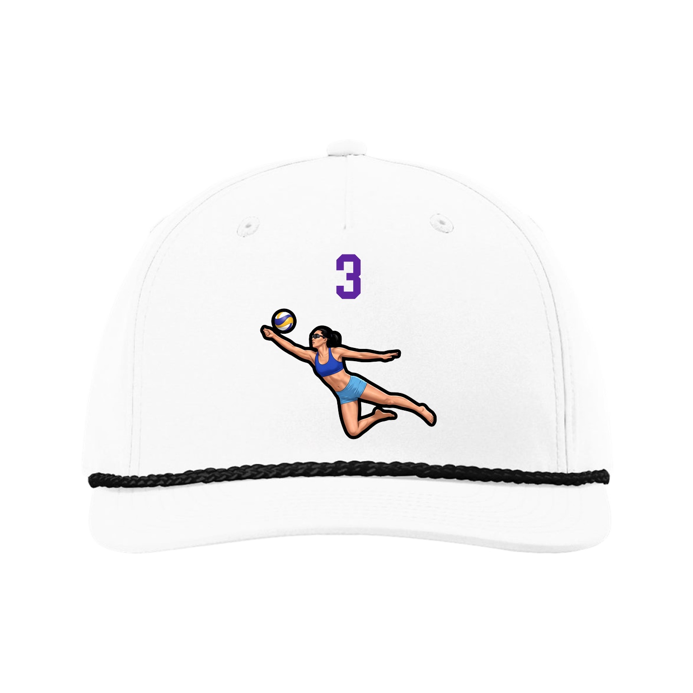 Five-Panel Classic Rope Cap — Number Top in White