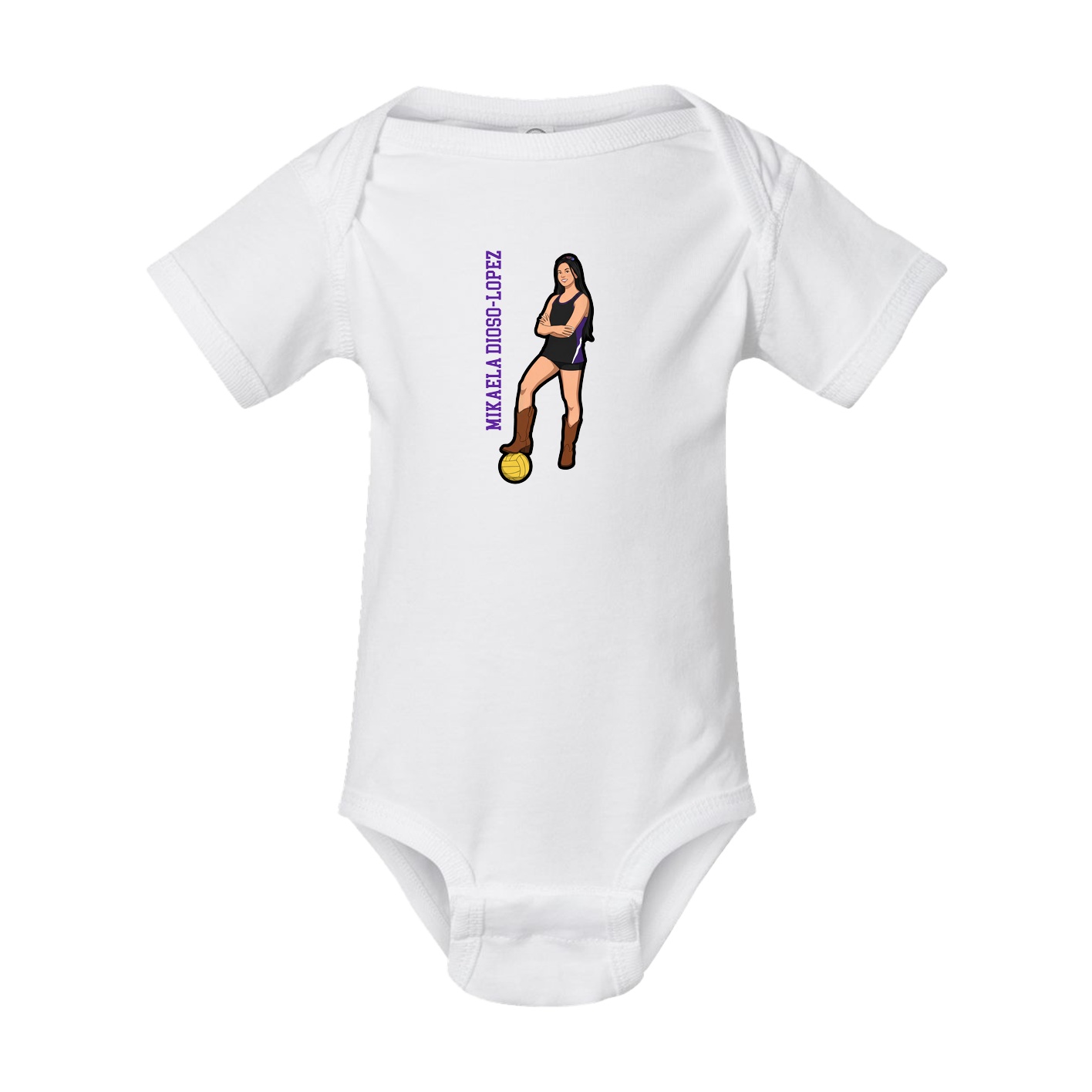 Baby Onesie — Name Vertical in White