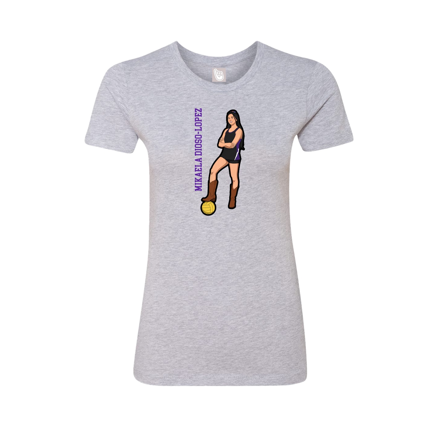 Fitted Women's Tee — Name Vertical in Grey