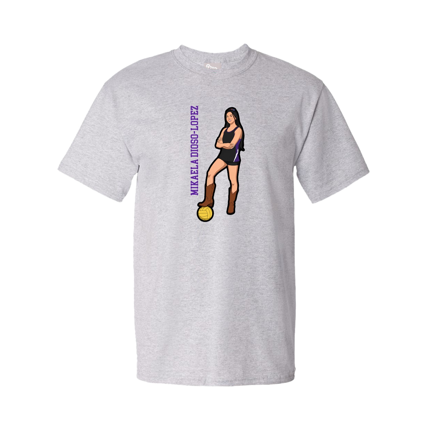 Youth Tee — Name Vertical in Grey