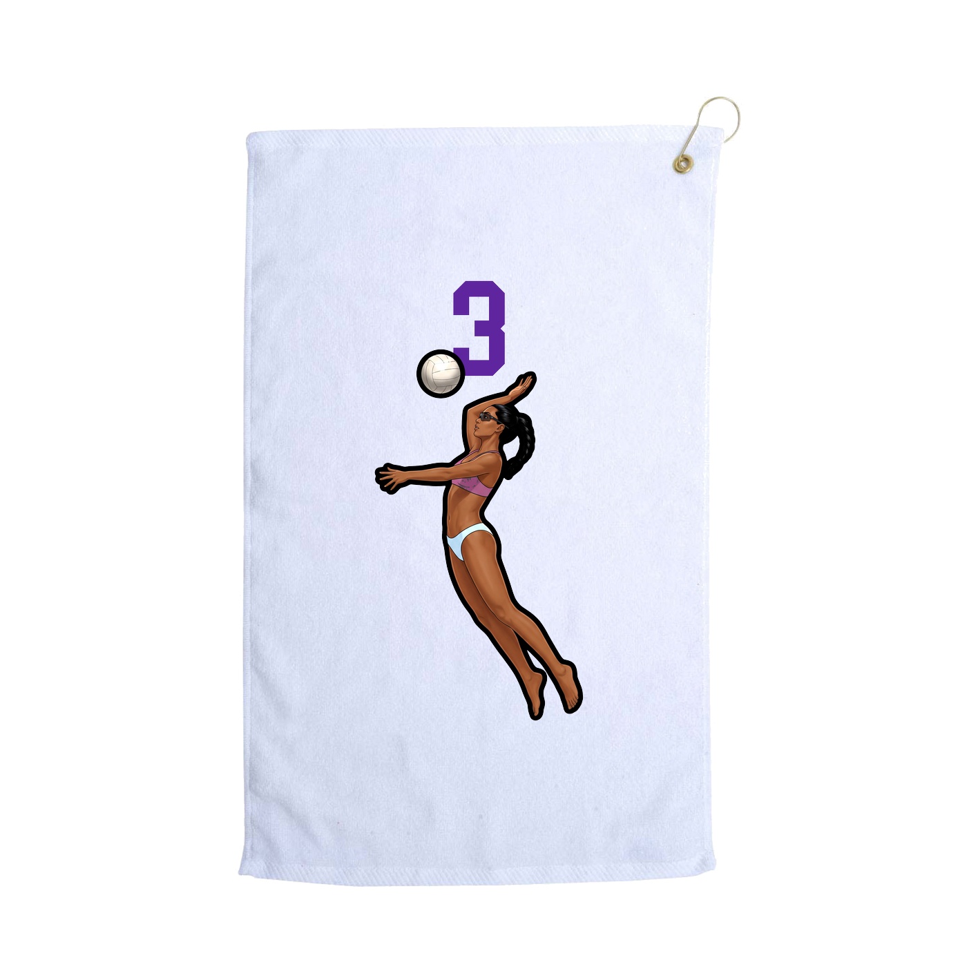 Golf Towel — Number Top in White