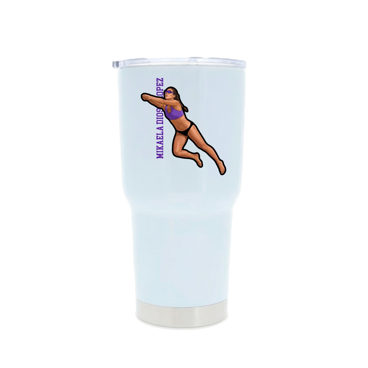 30oz Stainless Steel Tumbler — Name Vertical in White