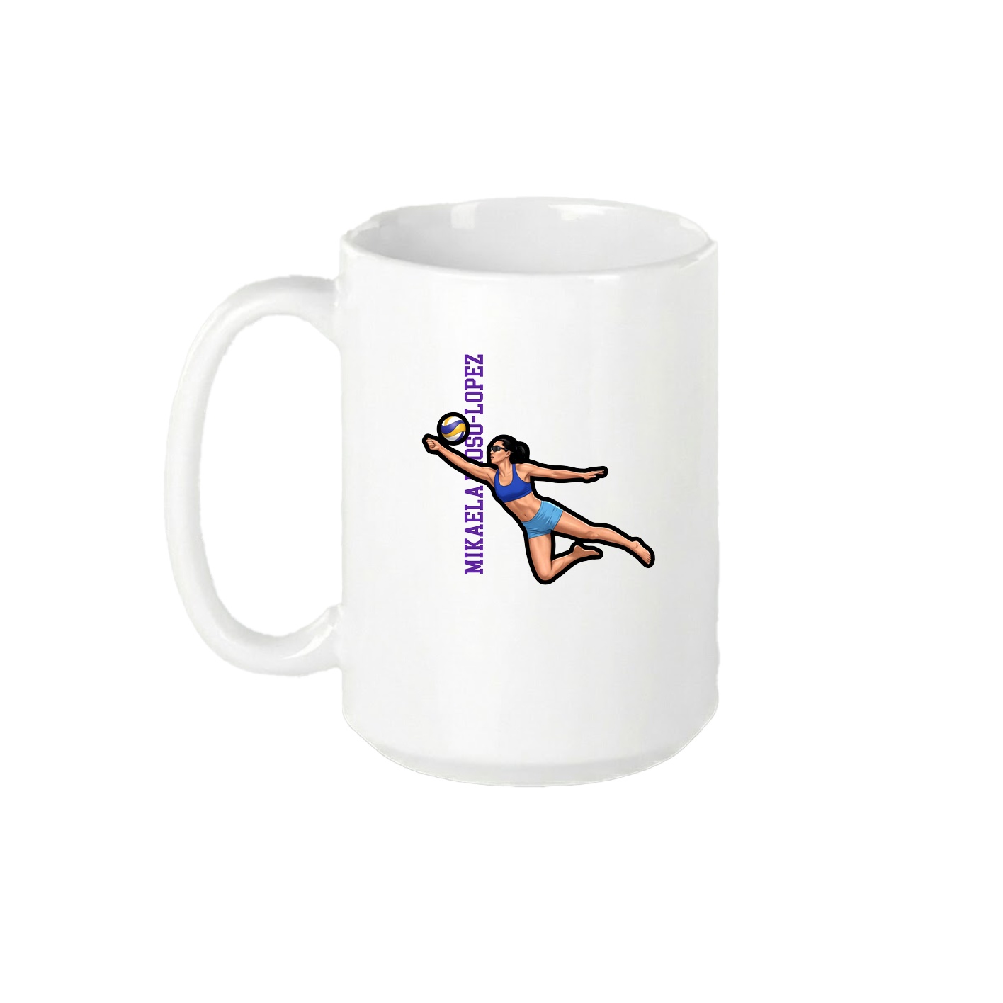 15oz Coffee Mug — Name Vertical in White