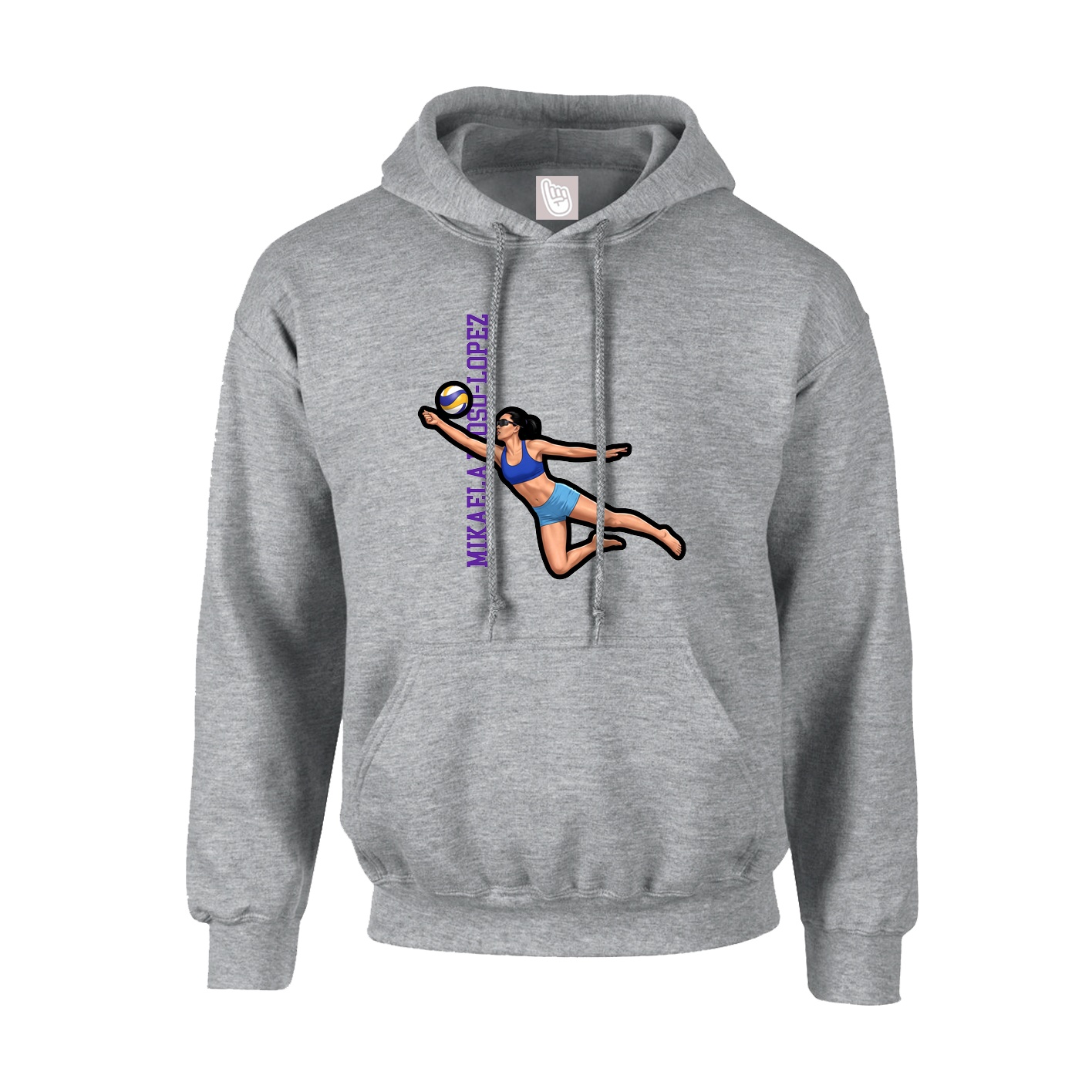 Youth Hoodie — Name Vertical in Grey