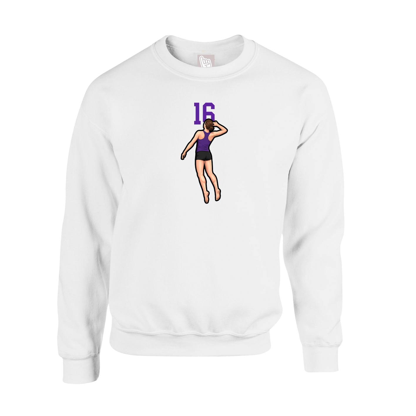 Fleece Crew — Number Top in White
