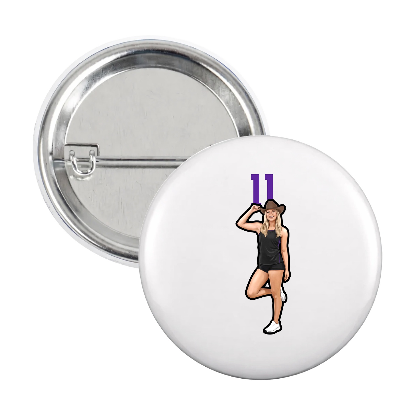 Game Day Button — Number Top in White