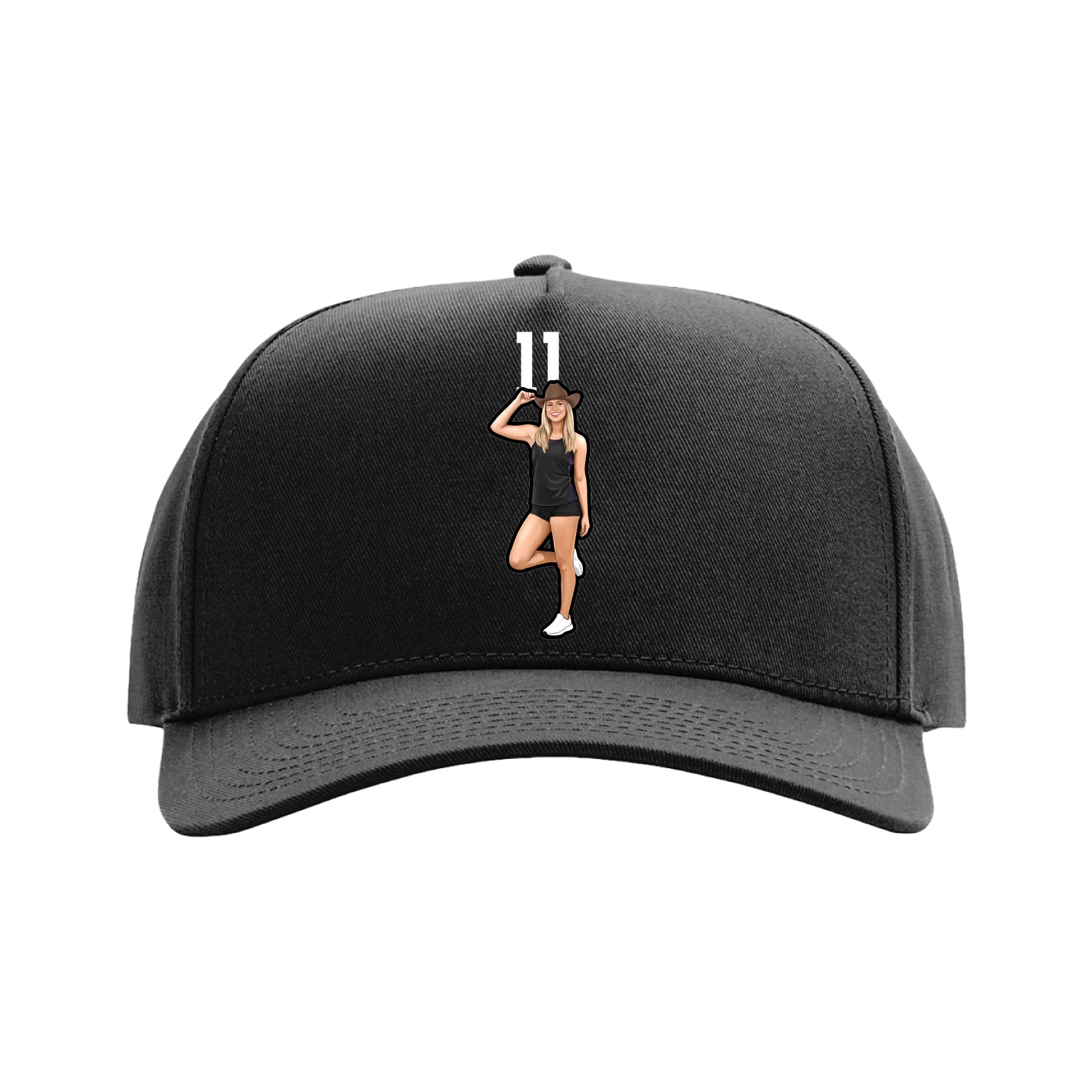 Full Fabric Five-Panel Champ Cap — Number Top in Black