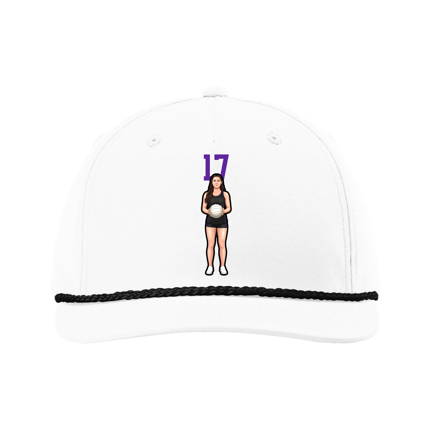 Five-Panel Classic Rope Cap — Number Top in White