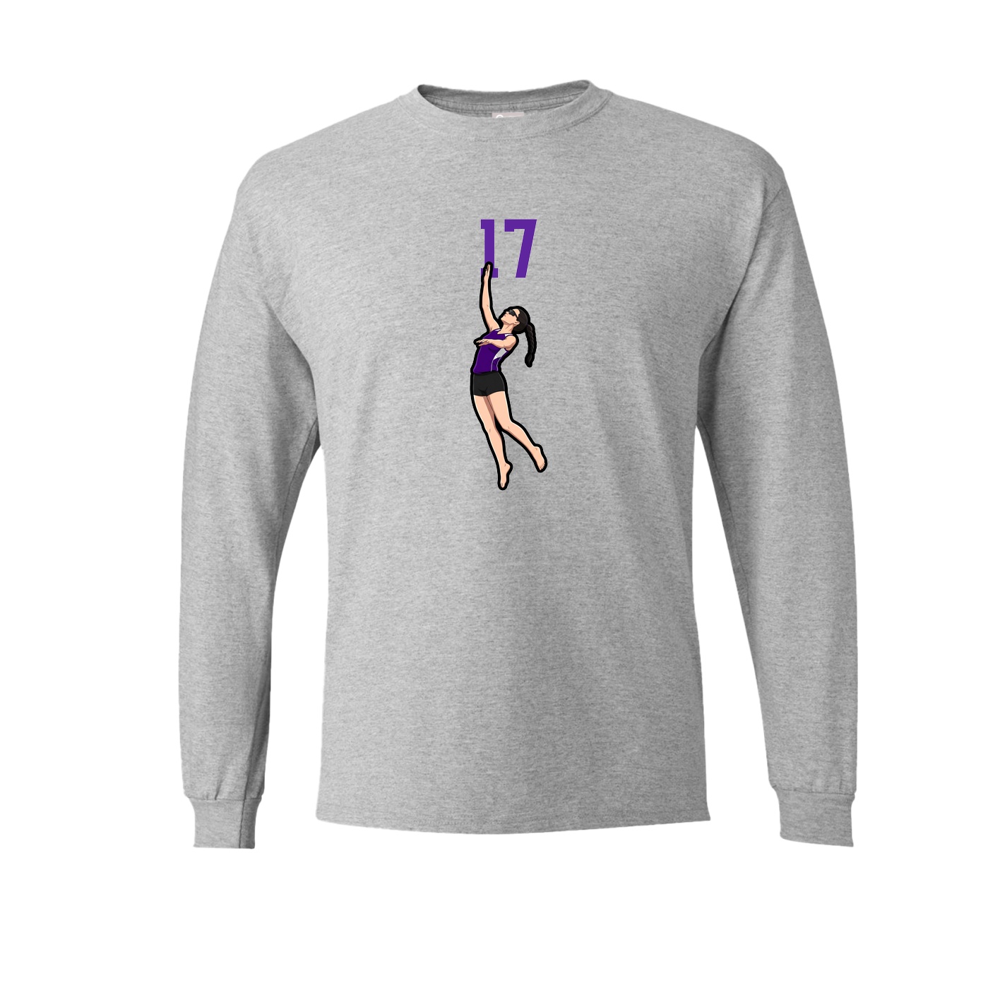 Long Sleeve Tee — Number Top in Grey