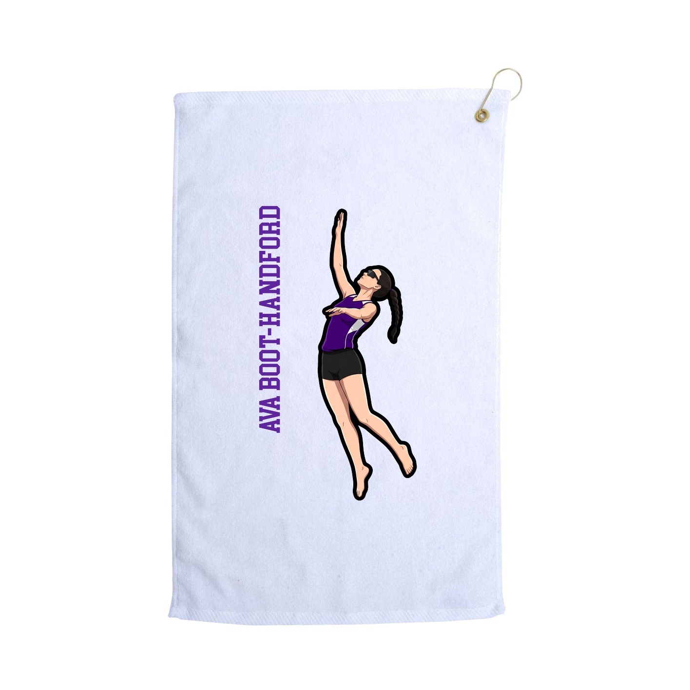 Golf Towel — Name Vertical in White