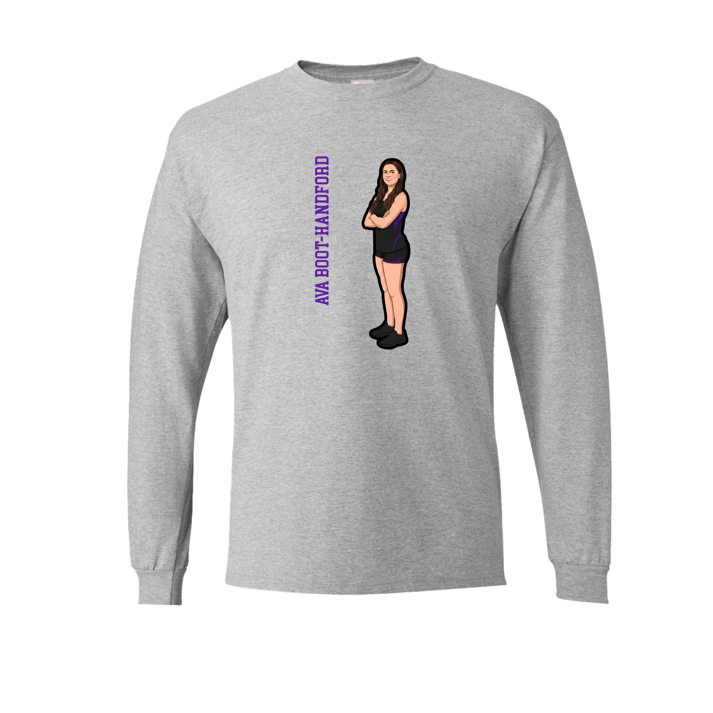 Long Sleeve Tee — Name Vertical in Grey