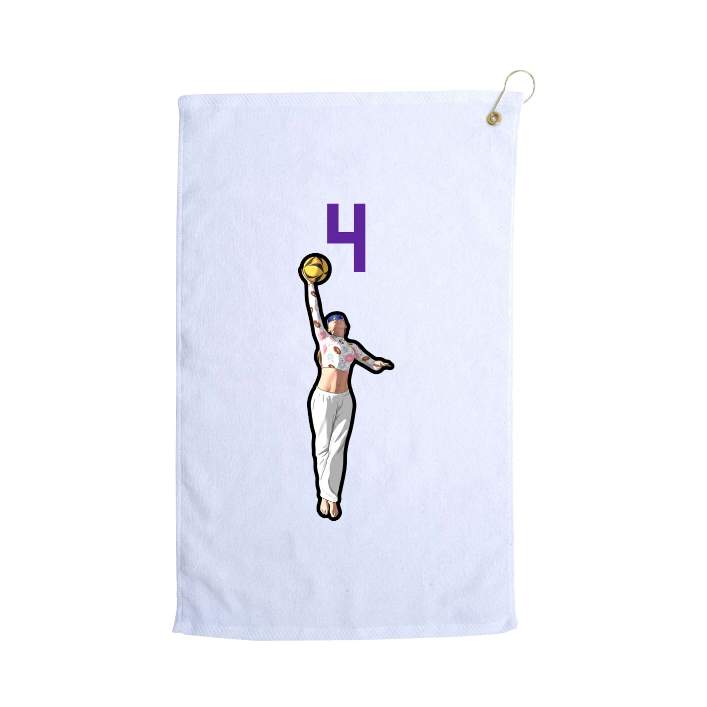 Golf Towel — Number Top in White