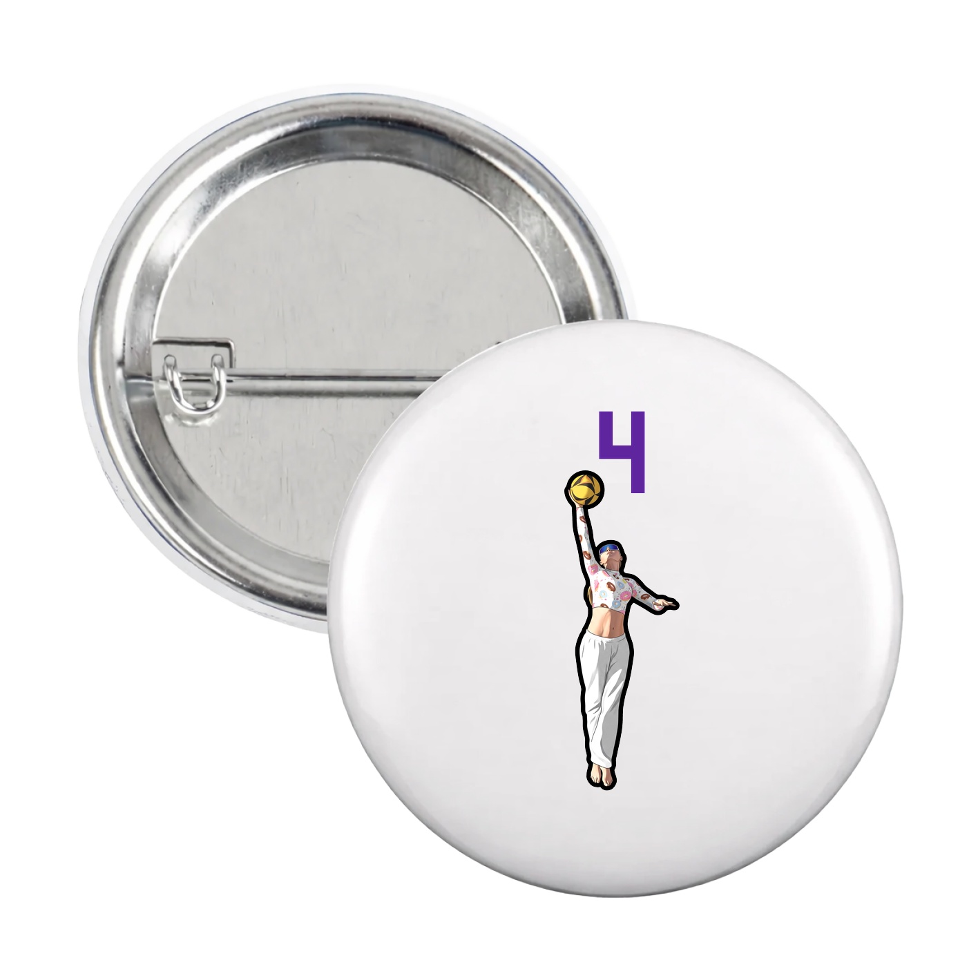 Game Day Button — Number Top in White