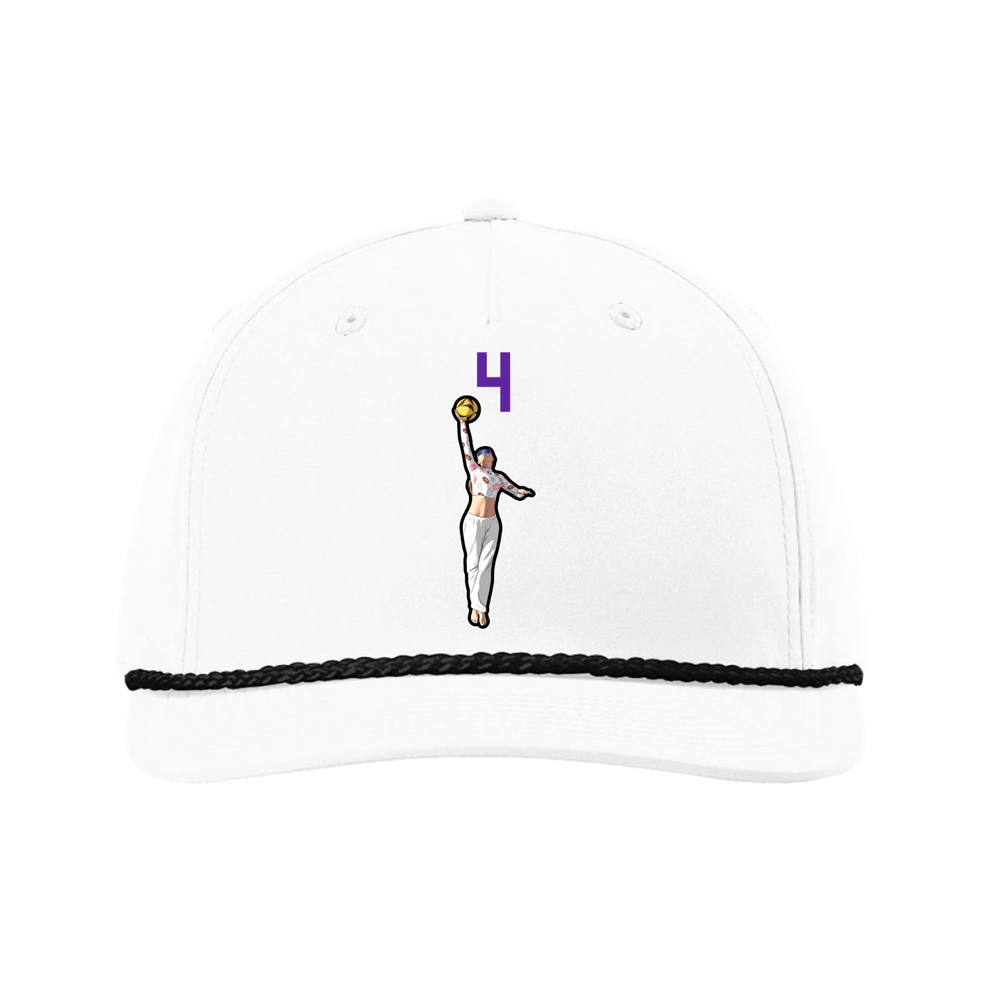 Five-Panel Classic Rope Cap — Number Top in White