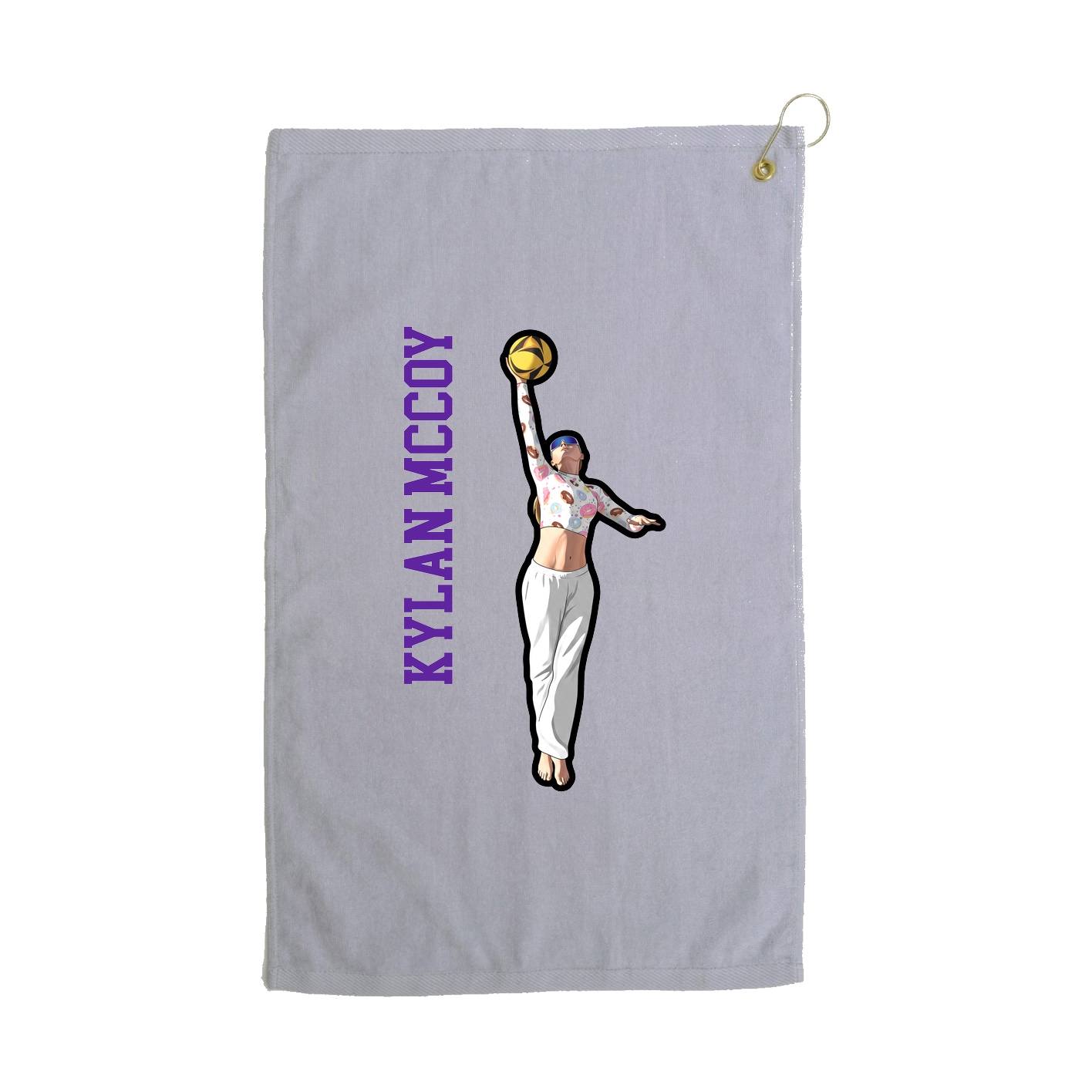 Golf Towel — Name Vertical in Grey