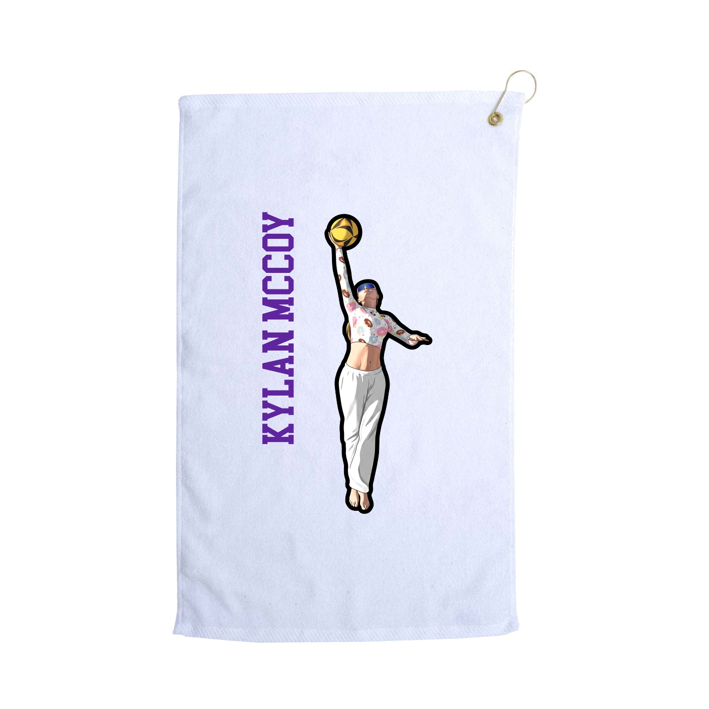 Golf Towel — Name Vertical in White