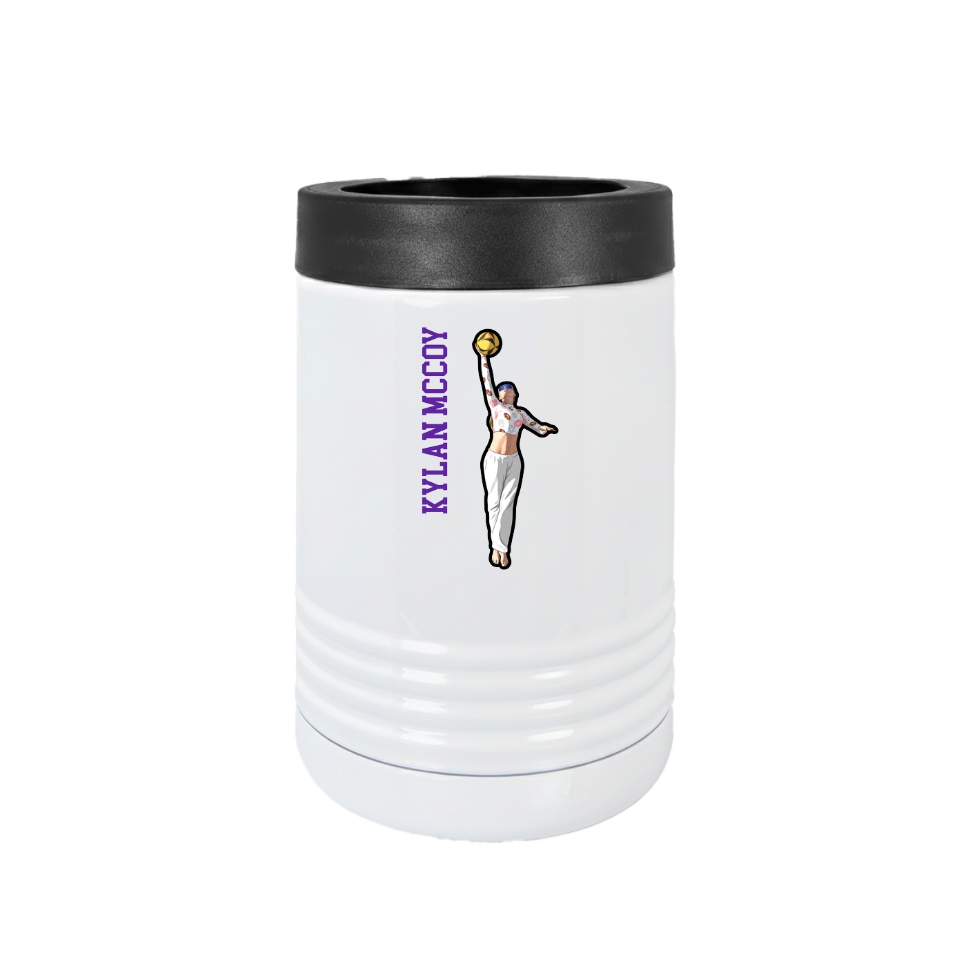 Beverage Holder — Name Vertical in White