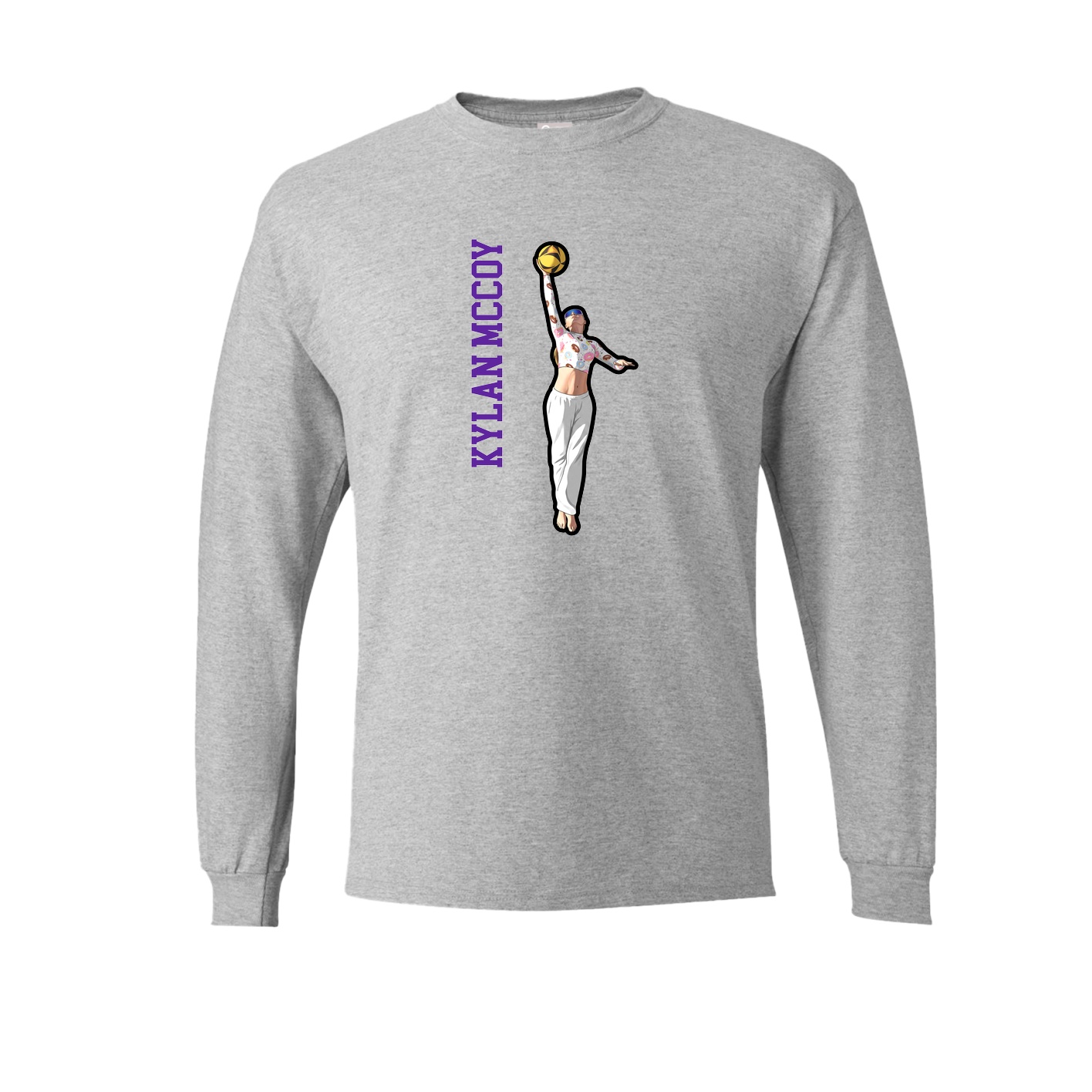 Long Sleeve Tee — Name Vertical in Grey