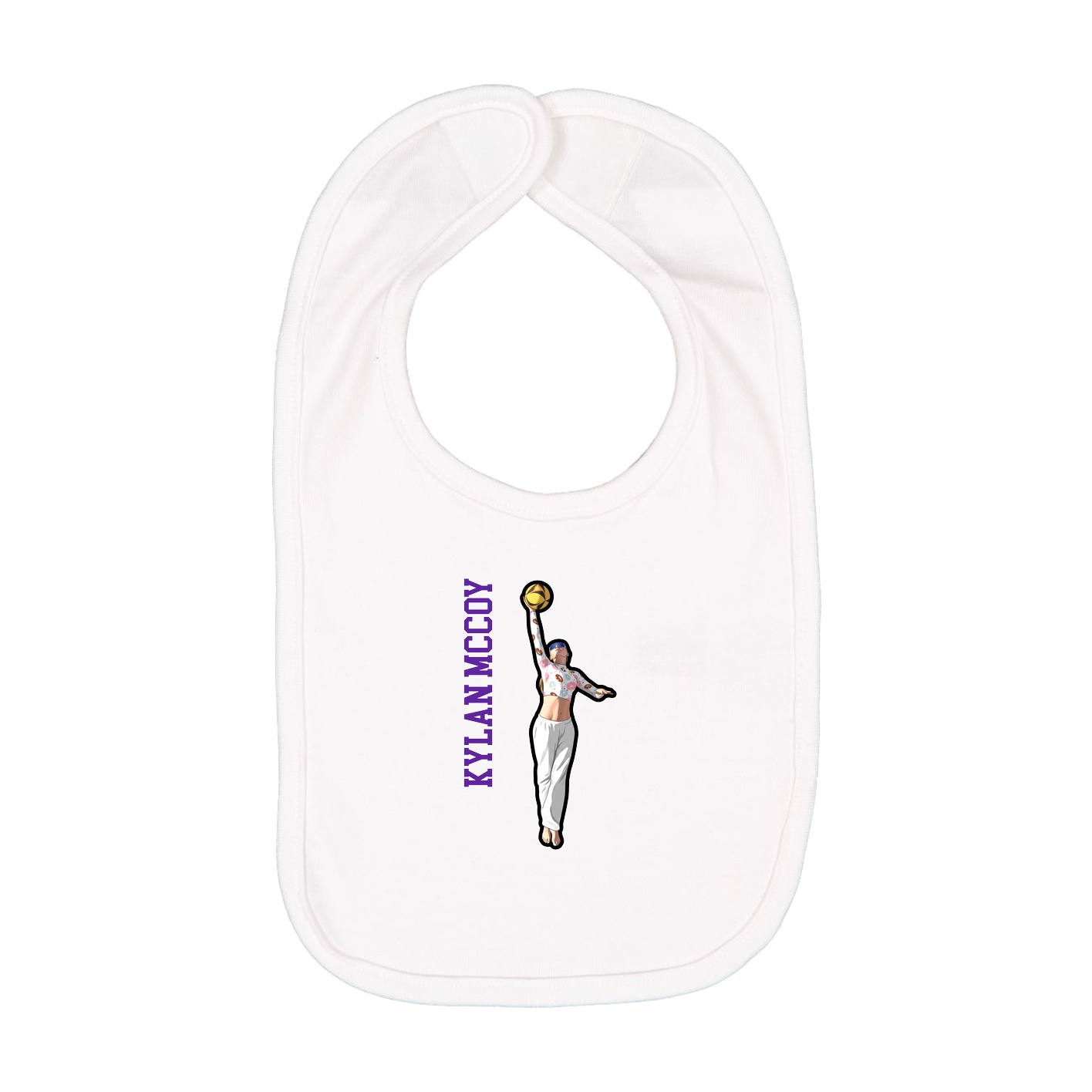 Infant Bib — Name Vertical in White