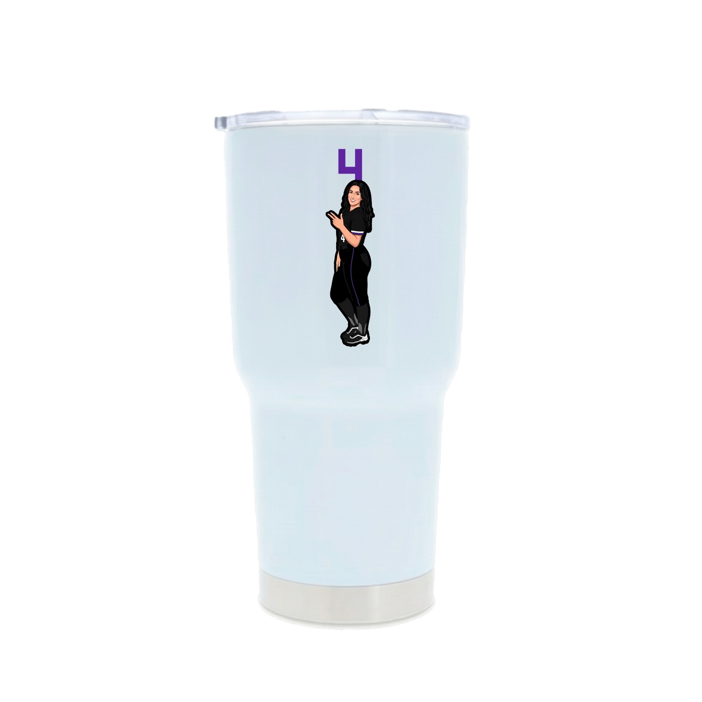 30oz Stainless Steel Tumbler — Number Top in White