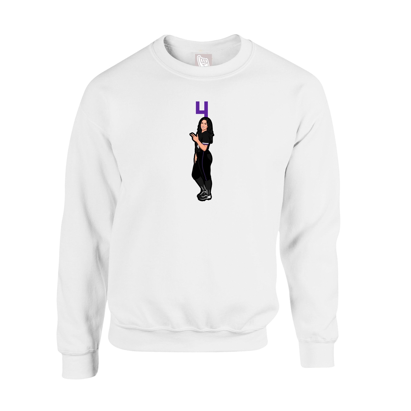 Fleece Crew — Number Top in White