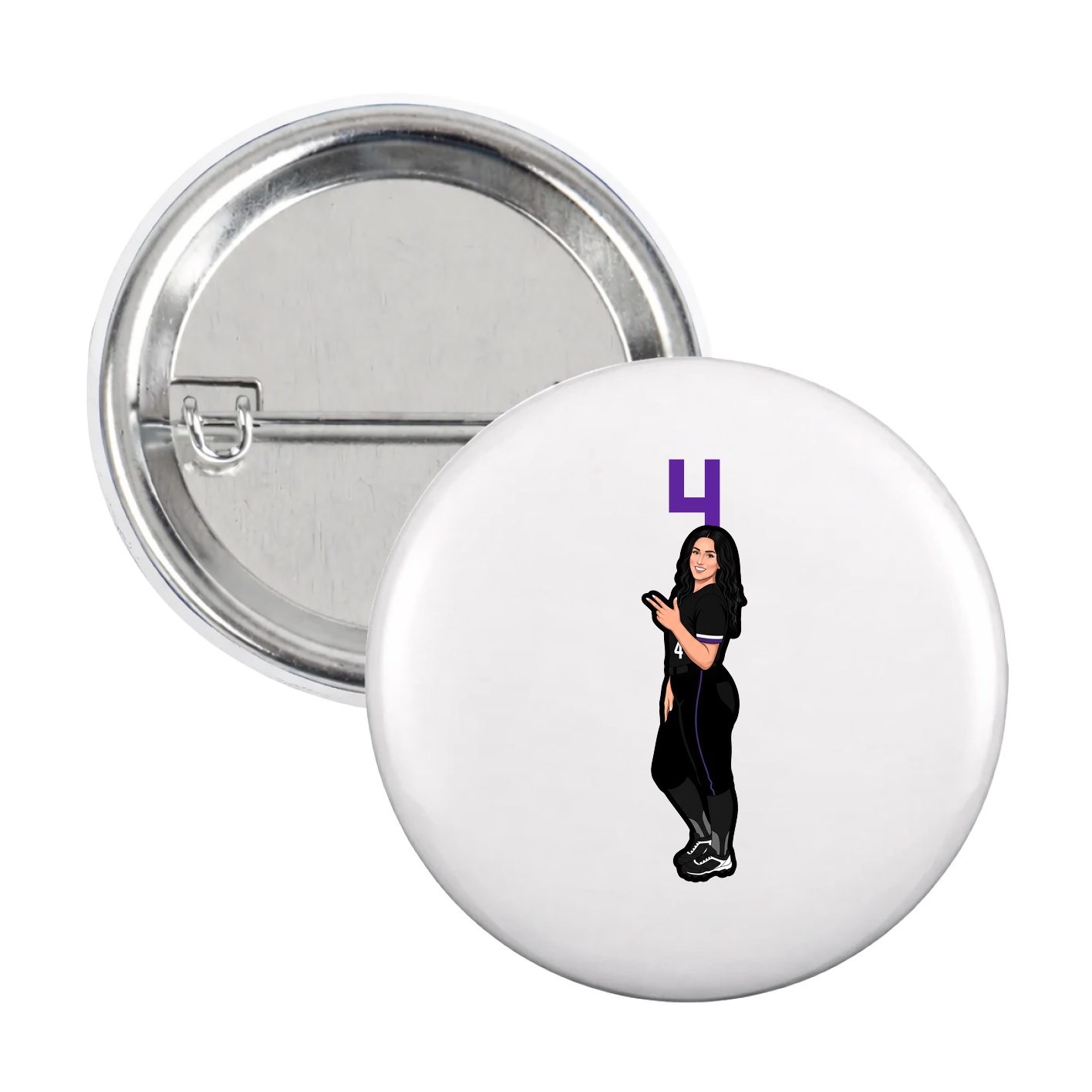 Game Day Button — Number Top in White