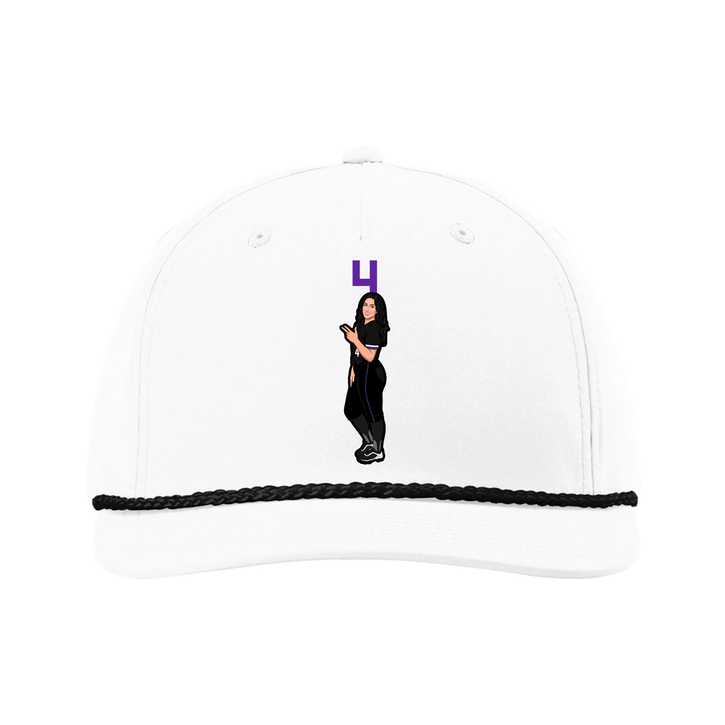 Five-Panel Classic Rope Cap — Number Top in White