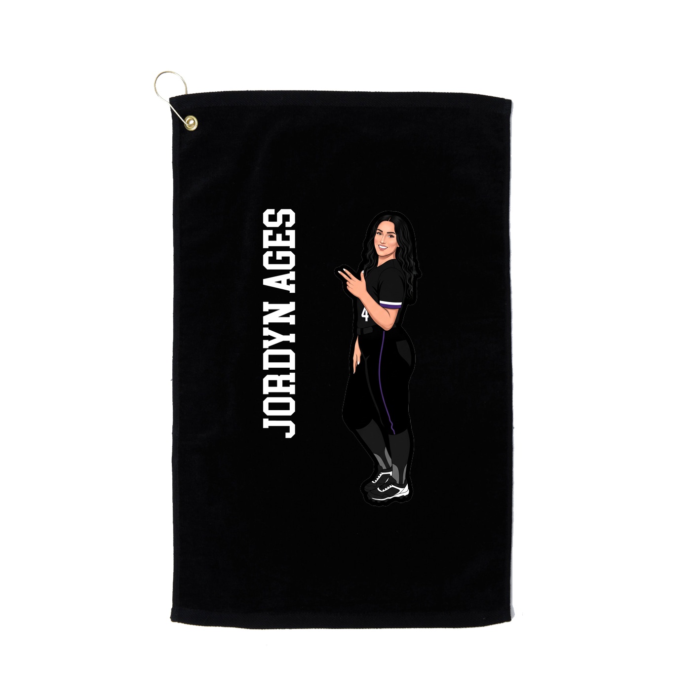 Golf Towel — Name Vertical in Black