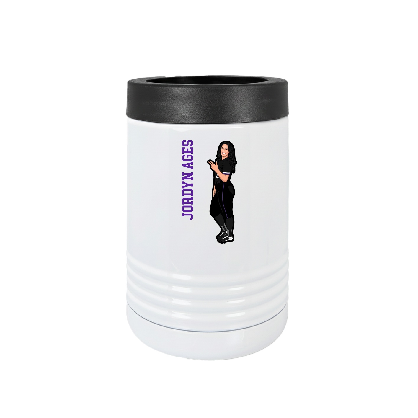 Beverage Holder — Name Vertical in White