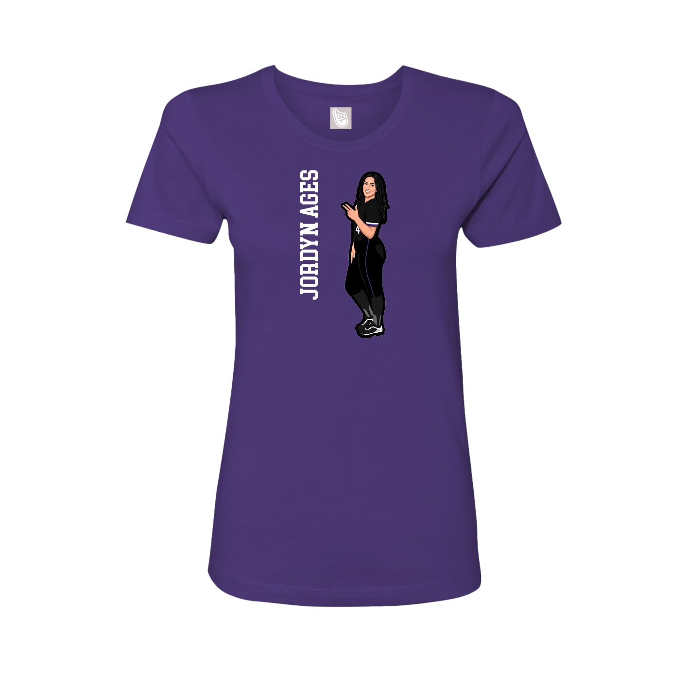 Fitted Women's Tee — Name Vertical in Purple