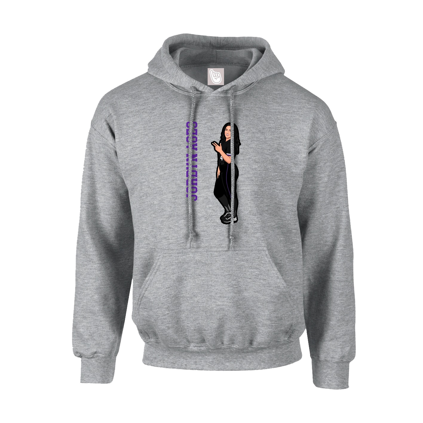 Hoodie — Name Vertical in Grey
