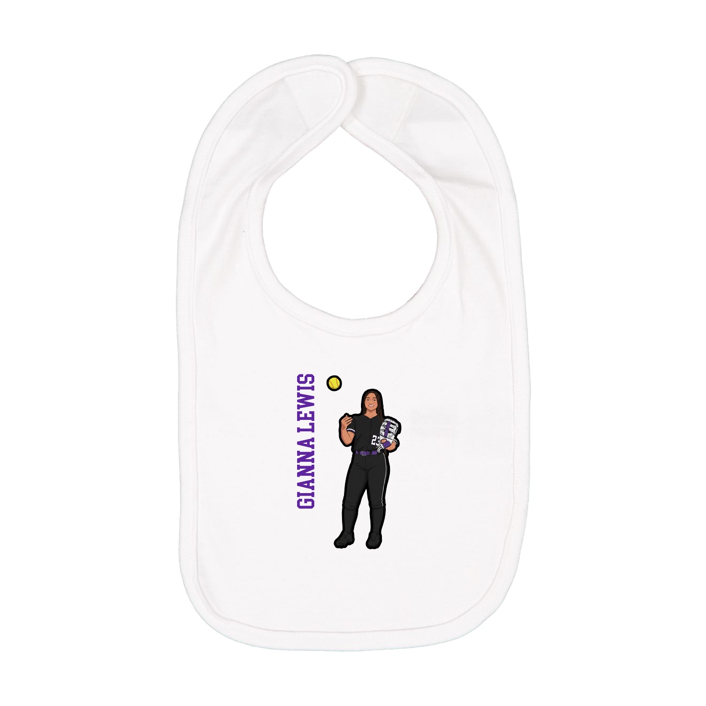 Infant Bib — Name Vertical in White